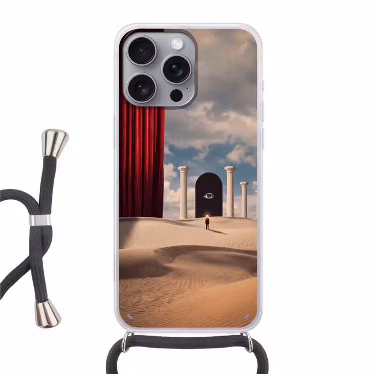 Handyhülle mit Band - Traum – Wüste – Auge - Droom - Woestijn - Oog Hoesje iPhone 16 Pro Max met koord klein