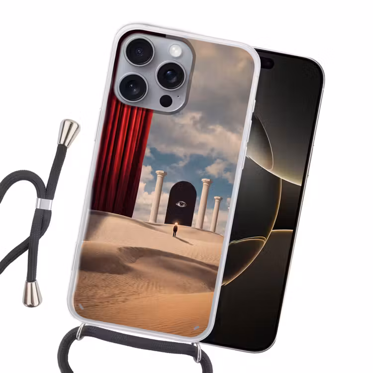 Handyhülle mit Band - Traum – Wüste – Auge - Droom - Woestijn - Oog Hoesje iPhone 16 Pro Max met koord klein