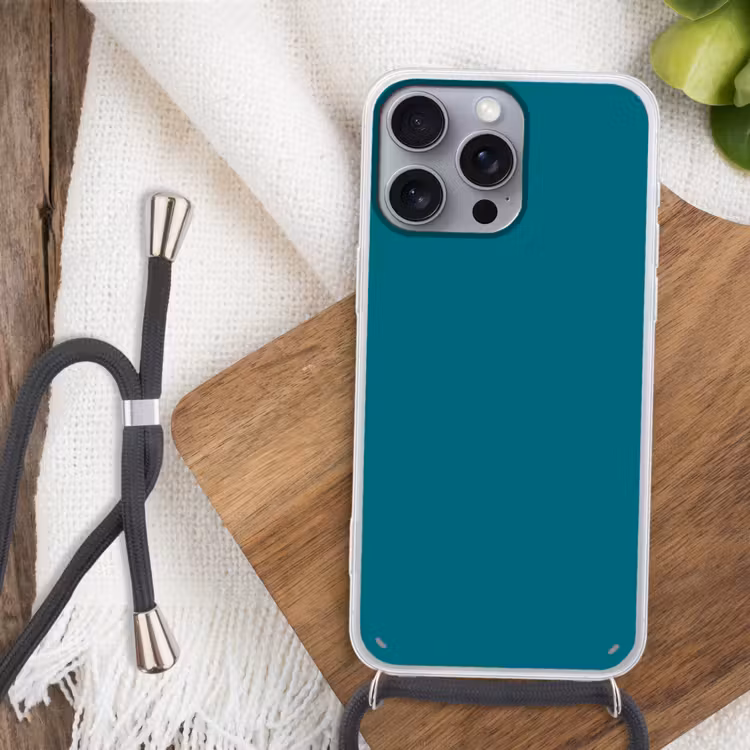 Tropical - Peacock - Blauw Hoesje iPhone 16 Pro Max met koord klein 804 -sfeer4