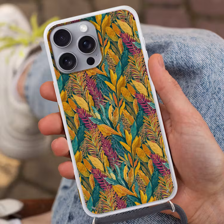 Tropische - Botanisch - Patroon - Kleurrijk - Exotisch Hoesje iPhone 16 Pro Max met koord klein 804 -sfeer3