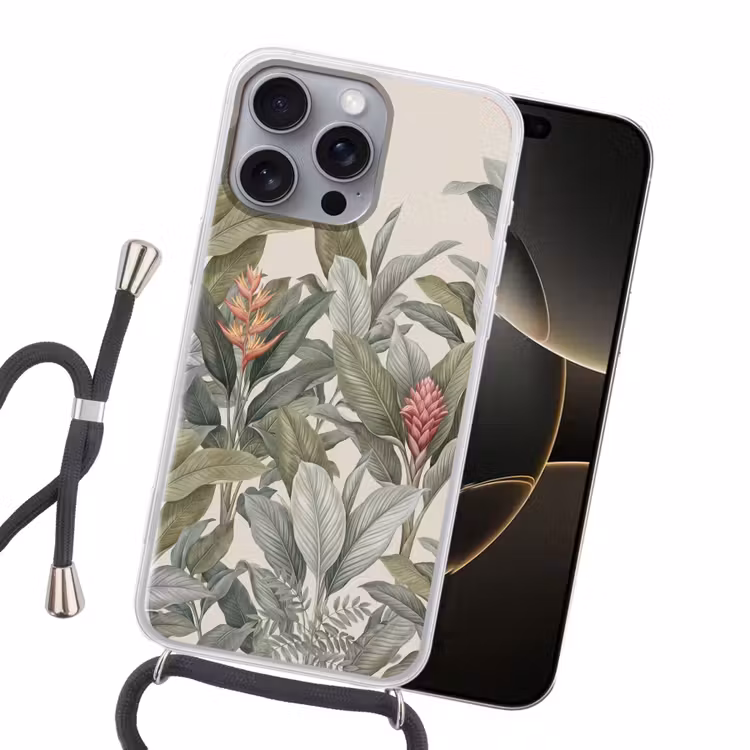 Tropisch - Planten - Modern - Groen Hoesje iPhone 16 Pro Max met koord klein -sfeer1
