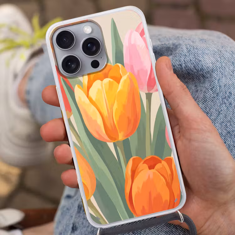 Tulpen - Abstract - Kleurrijk Hoesje iPhone 16 Pro Max met koord klein -sfeer3