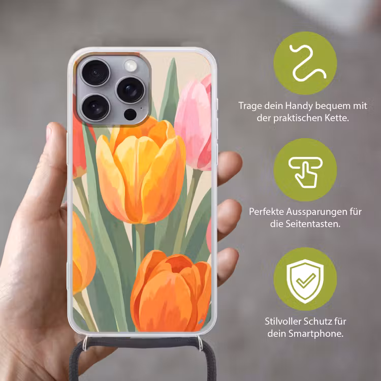 Tulpen - Abstract - Kleurrijk Hoesje iPhone 16 Pro Max met koord klein -sfeer2_DE