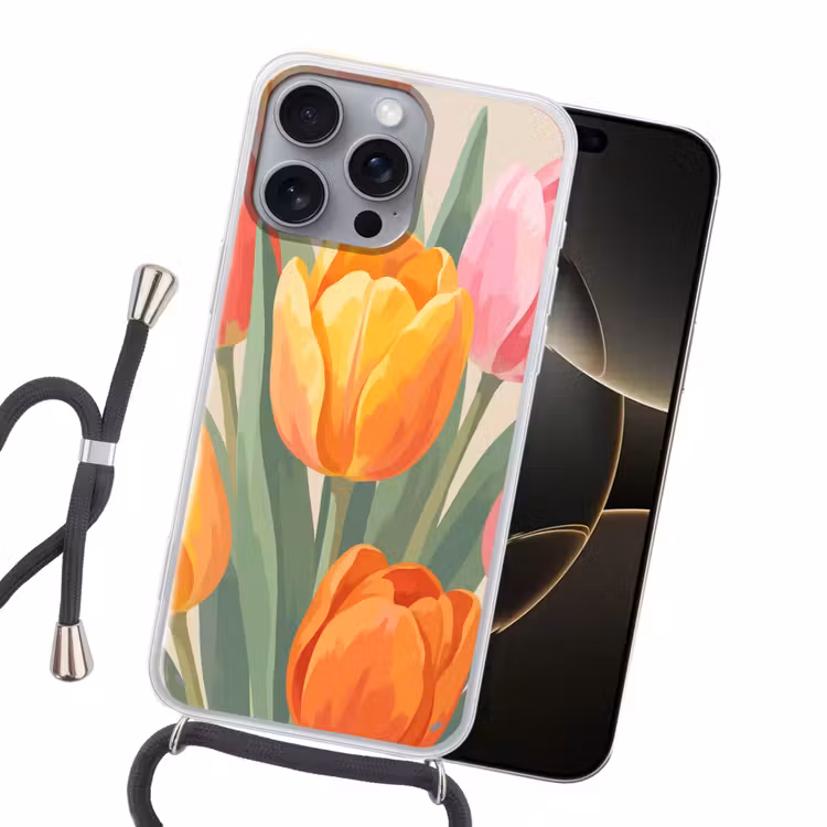 Tulpen - Abstract - Kleurrijk Hoesje iPhone 16 Pro Max met koord klein -sfeer1