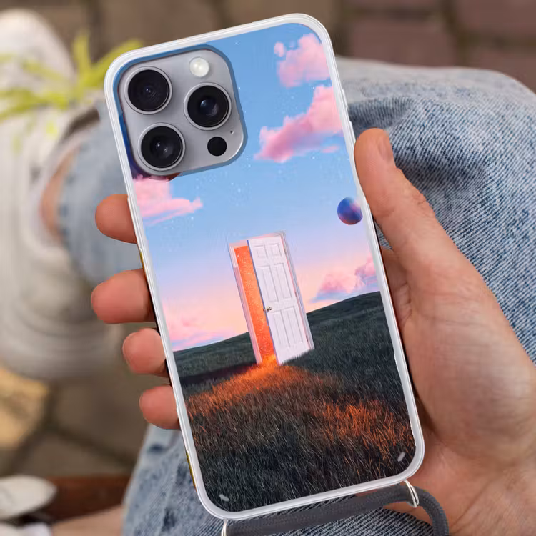 Handyhülle mit Band - Tür – Fantasie – Raum - Deur - Fantasie - Ruimte Hoesje iPhone 16 Pro Max met koord klein