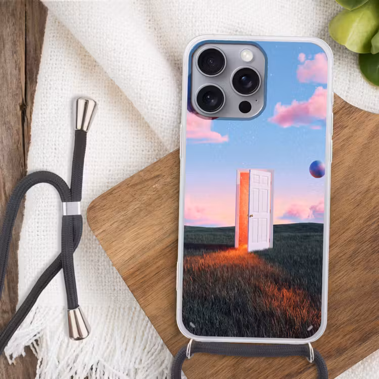 Handyhülle mit Band - Tür – Fantasie – Raum - Deur - Fantasie - Ruimte Hoesje iPhone 16 Pro Max met koord klein