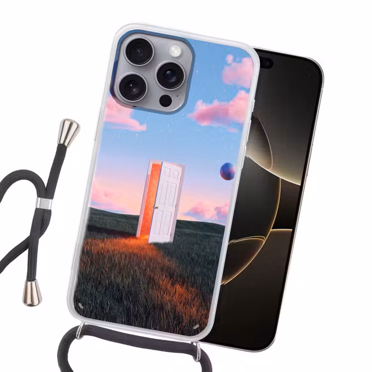 Handyhülle mit Band - Tür – Fantasie – Raum - Deur - Fantasie - Ruimte Hoesje iPhone 16 Pro Max met koord klein