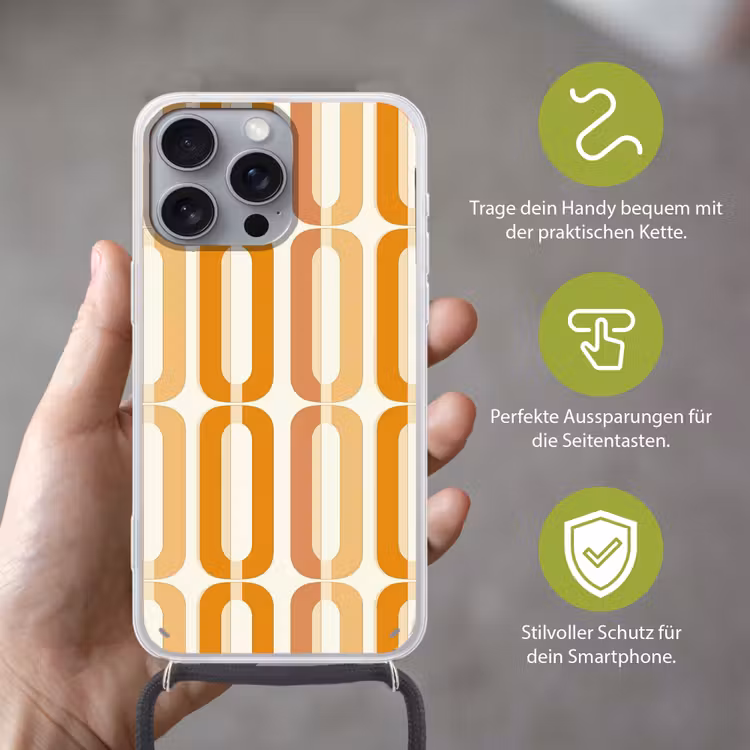 U-vorm - Retro - Oranje Hoesje iPhone 16 Pro Max met koord klein 804 -sfeer2_DE