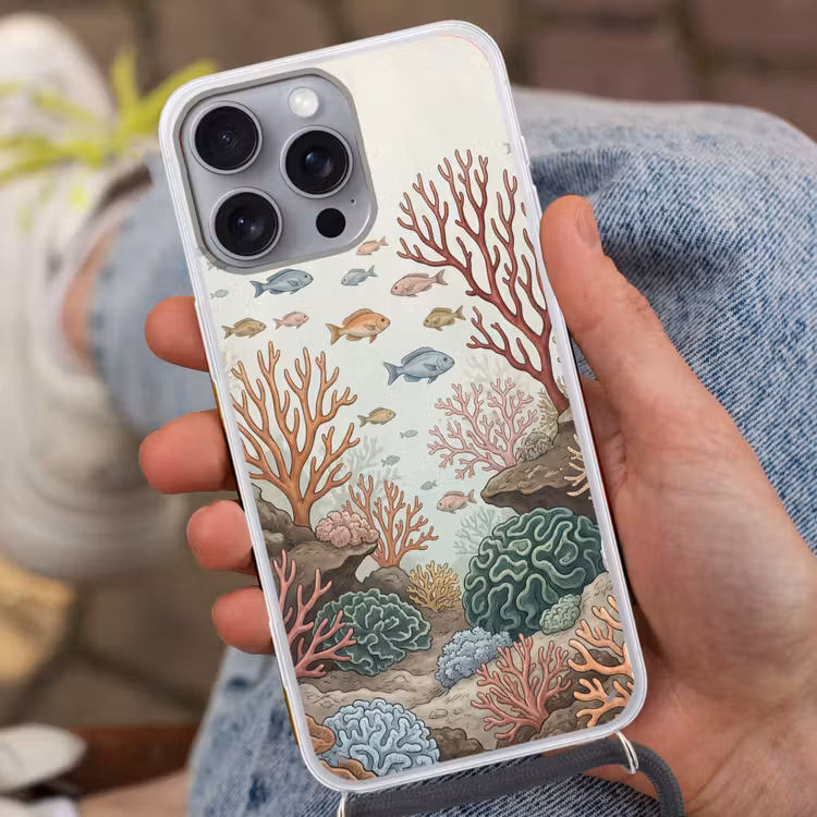 Onderwater - Koraal - Vis - Natuur Hoesje iPhone 16 Pro Max met koord klein -sfeer3