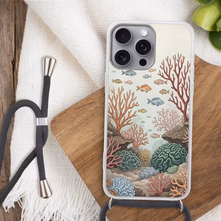 Onderwater - Koraal - Vis - Natuur Hoesje iPhone 16 Pro Max met koord klein -sfeer4