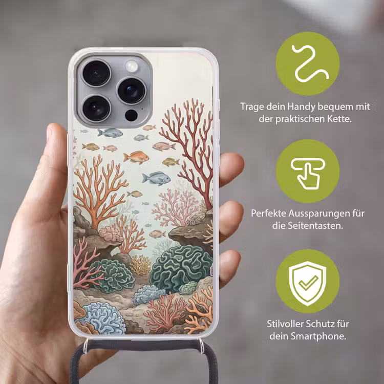 Onderwater - Koraal - Vis - Natuur Hoesje iPhone 16 Pro Max met koord klein -sfeer2_DE