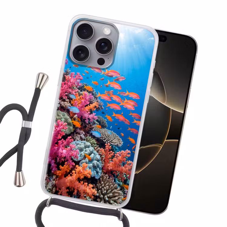 Onderwater - Koraalrif - Vissen - Oceaan - Natuur Hoesje iPhone 16 Pro Max met koord klein -sfeer1