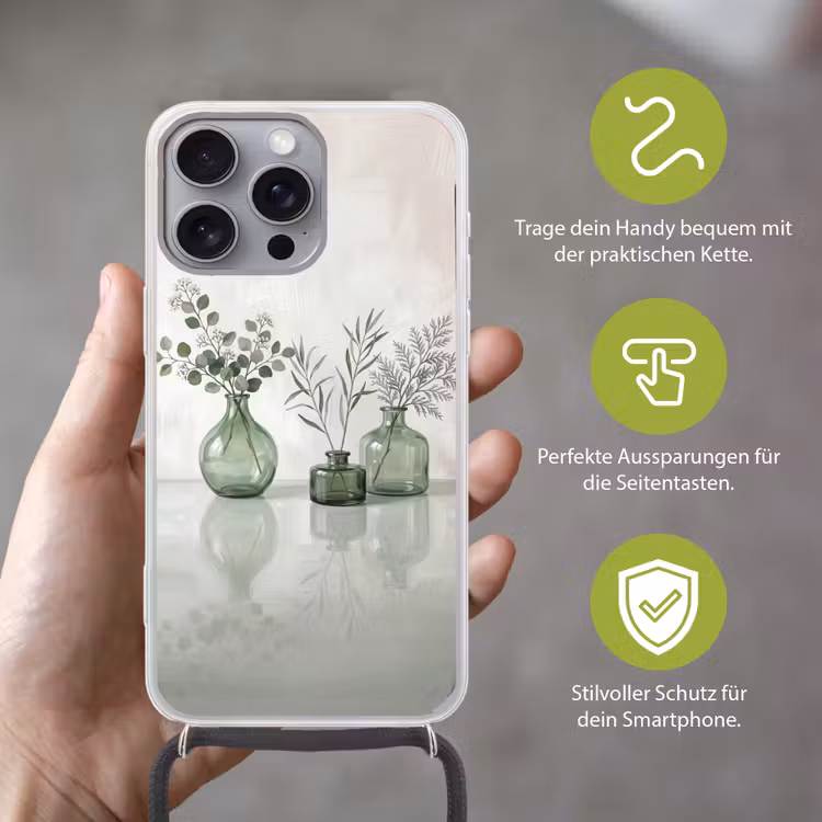 Vazen - Bladeren - Groen Hoesje iPhone 16 Pro Max met koord klein -sfeer2_DE