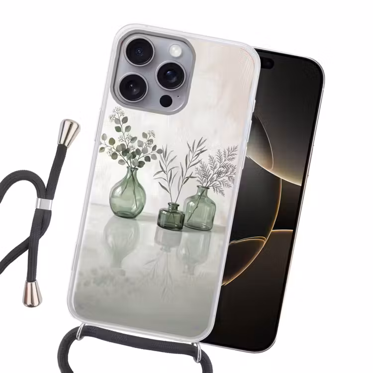 Vazen - Bladeren - Groen Hoesje iPhone 16 Pro Max met koord klein -sfeer1