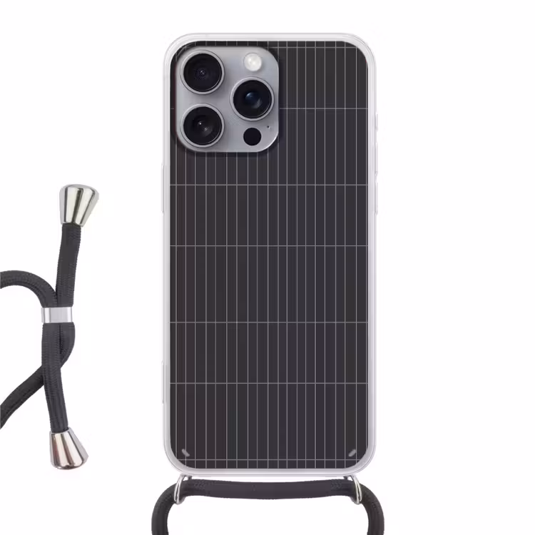 Verticaal - Wandtegel - Donkergrijs Hoesje iPhone 16 Pro Max met koord klein 804 -3d