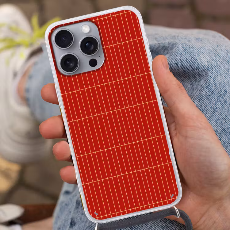 Verticaal - Wandtegel - Helderrood Hoesje iPhone 16 Pro Max met koord klein 804 -sfeer3