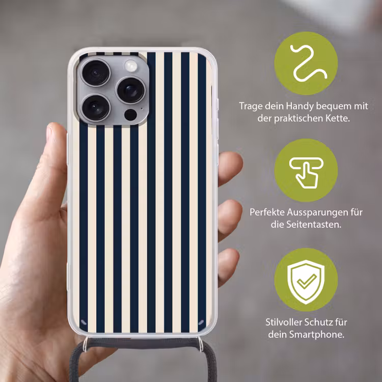 Verticale strepen - Blauw - Crème Hoesje iPhone 16 Pro Max met koord klein 804 -sfeer2_DE