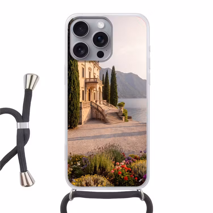 Handyhülle mit Band - Villa – Wasser – Treppen - Villa - water -trappen Hoesje iPhone 16 Pro Max met koord klein
