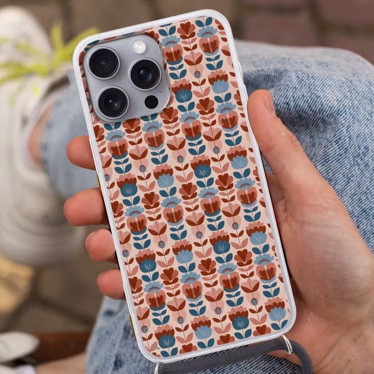 Vintage - Motief - Kleurrijk Hoesje iPhone 16 Pro Max met koord klein 804 -sfeer3