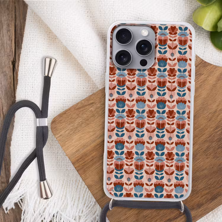 Vintage - Motief - Kleurrijk Hoesje iPhone 16 Pro Max met koord klein 804 -sfeer4