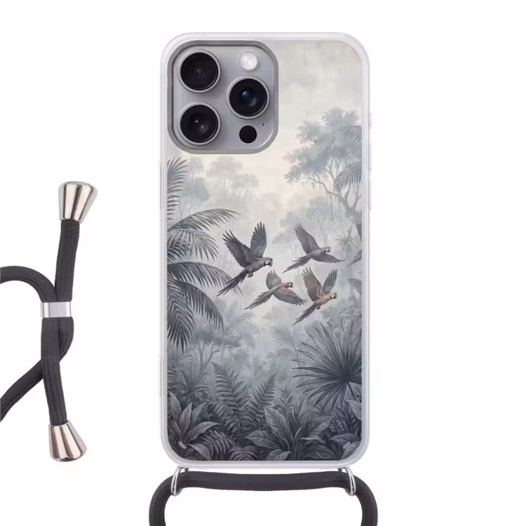 Vogel - Vliegend - Jungle - Vintage - Dieren Hoesje iPhone 16 Pro Max met koord klein -3d