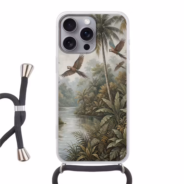 Vogel - Vliegend - Tropisch - Landschap - Klassiek Hoesje iPhone 16 Pro Max met koord klein -3d