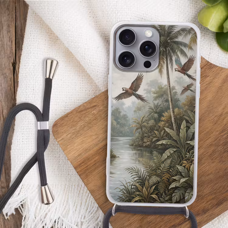 Vogel - Vliegend - Tropisch - Landschap - Klassiek Hoesje iPhone 16 Pro Max met koord klein -sfeer4