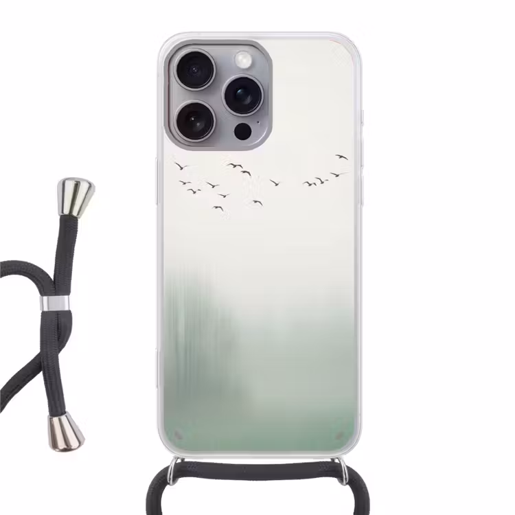 Vogel - Vlucht - Natuur - Minimalistisch Hoesje iPhone 16 Pro Max met koord klein -3d