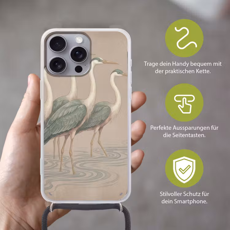 Vogel - Water - Natuur - Vintage Hoesje iPhone 16 Pro Max met koord klein -sfeer2_DE