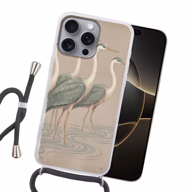 Vogel - Water - Natuur - Vintage Hoesje iPhone 16 Pro Max met koord klein -sfeer1