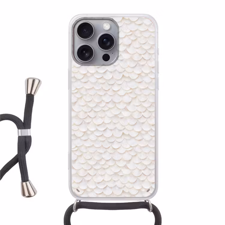 Schubben - Wit - Elegant Hoesje iPhone 16 Pro Max met koord klein 804 -3d