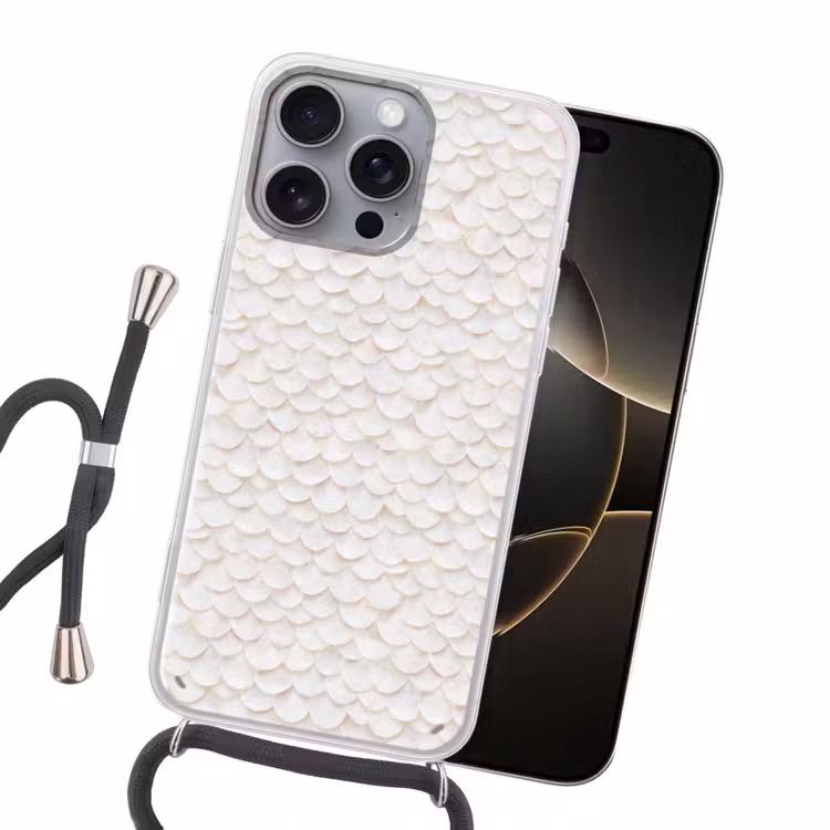 Schubben - Wit - Elegant Hoesje iPhone 16 Pro Max met koord klein 804 -sfeer1