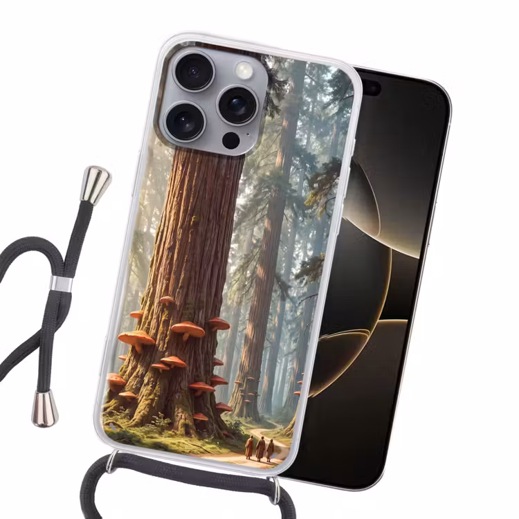 Handyhülle mit Band - Wald – Bäume – Natur - Bos - Bomen - Natuur Hoesje iPhone 16 Pro Max met koord klein