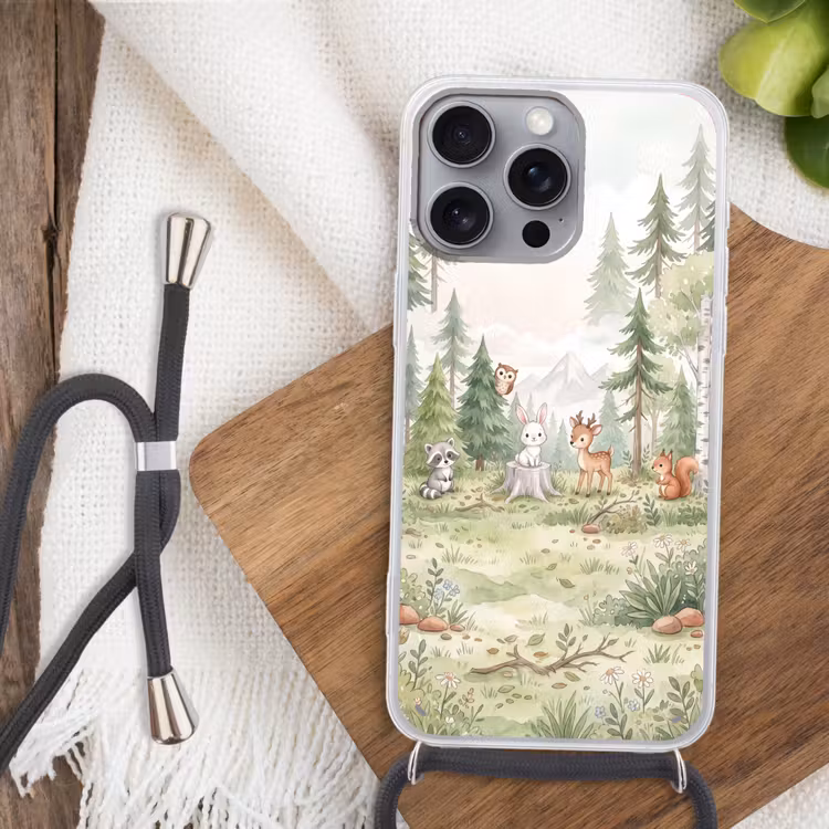 Bos - Dieren - Groen Hoesje iPhone 16 Pro Max met koord klein -sfeer4