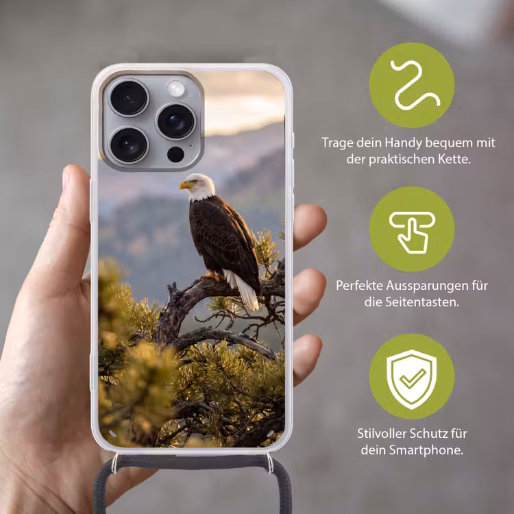 Zeearend - Boom - Bergen - Groen Hoesje iPhone 16 Pro Max met koord klein -sfeer2_DE