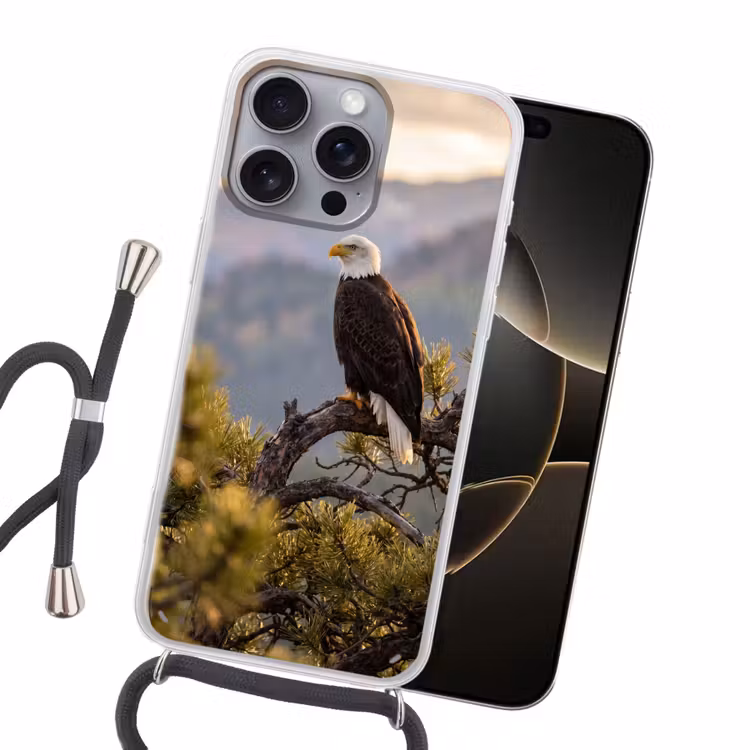 Zeearend - Boom - Bergen - Groen Hoesje iPhone 16 Pro Max met koord klein -sfeer1
