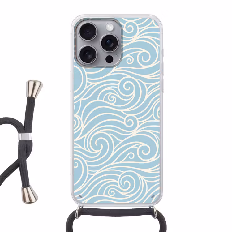 Golf - Abstract - Natuur - Modern - Blauw Hoesje iPhone 16 Pro Max met koord klein -3d