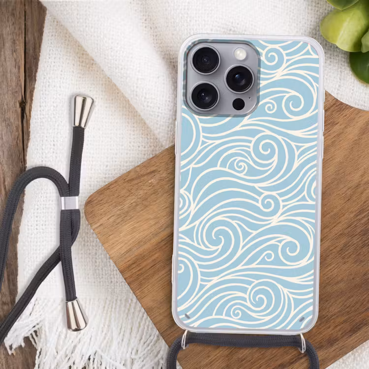 Golf - Abstract - Natuur - Modern - Blauw Hoesje iPhone 16 Pro Max met koord klein -sfeer4