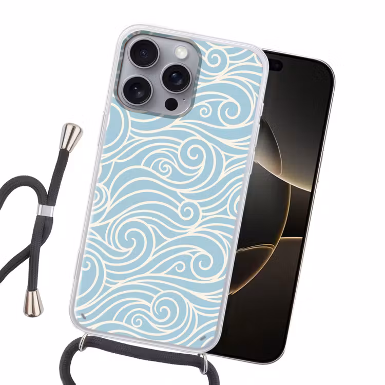 Golf - Abstract - Natuur - Modern - Blauw Hoesje iPhone 16 Pro Max met koord klein -sfeer1