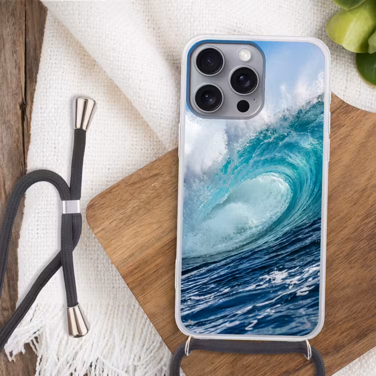 Golf - Oceaan - Water - Dynamisch - Blauw Hoesje iPhone 16 Pro Max met koord klein -sfeer4