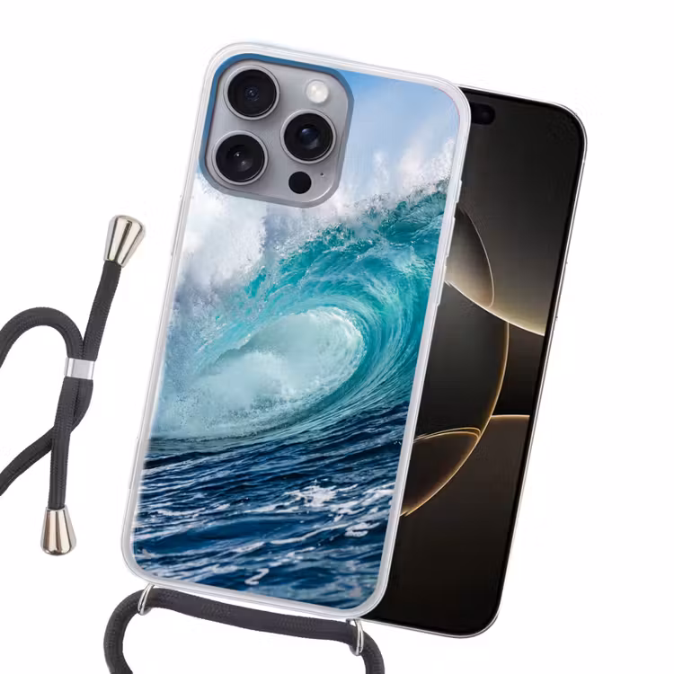Golf - Oceaan - Water - Dynamisch - Blauw Hoesje iPhone 16 Pro Max met koord klein -sfeer1