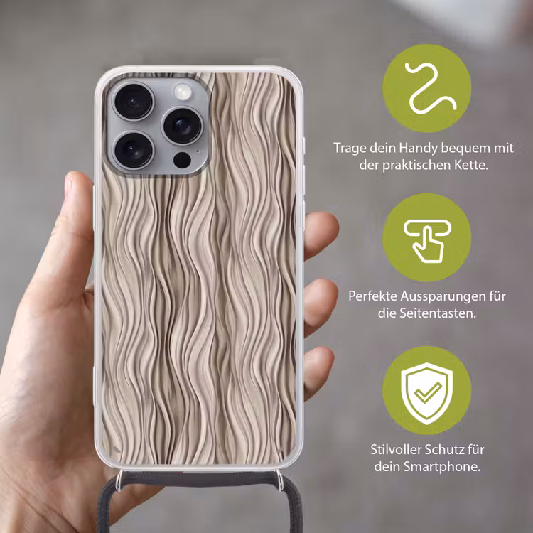 Golven - 3D - Crème Hoesje iPhone 16 Pro Max met koord klein 804 -sfeer2_DE