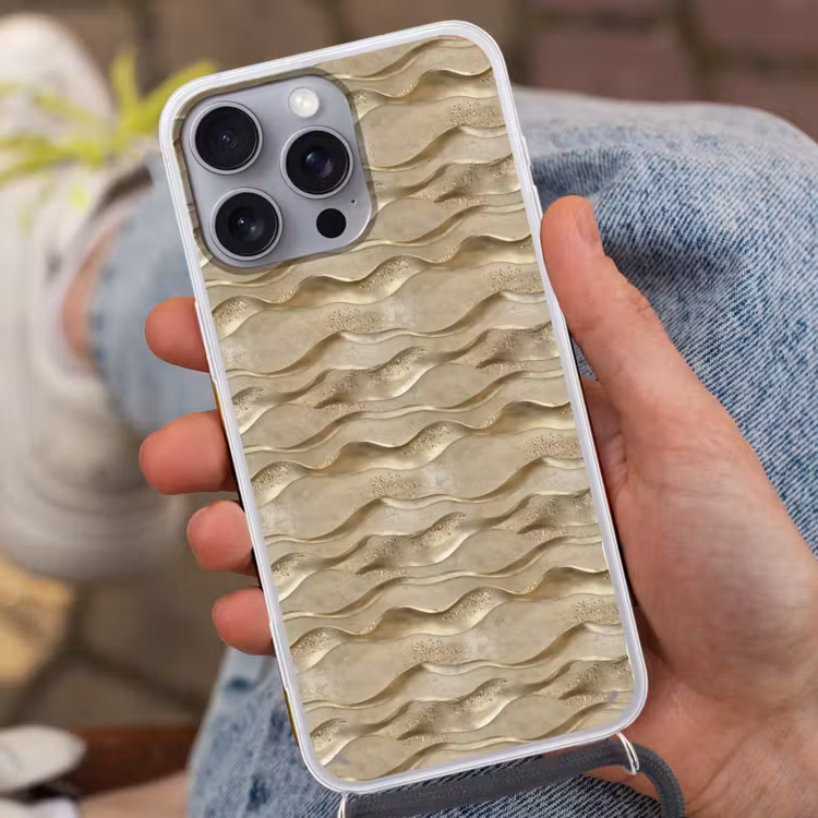 Golven - Patroon - Goud Hoesje iPhone 16 Pro Max met koord klein 804 -sfeer3