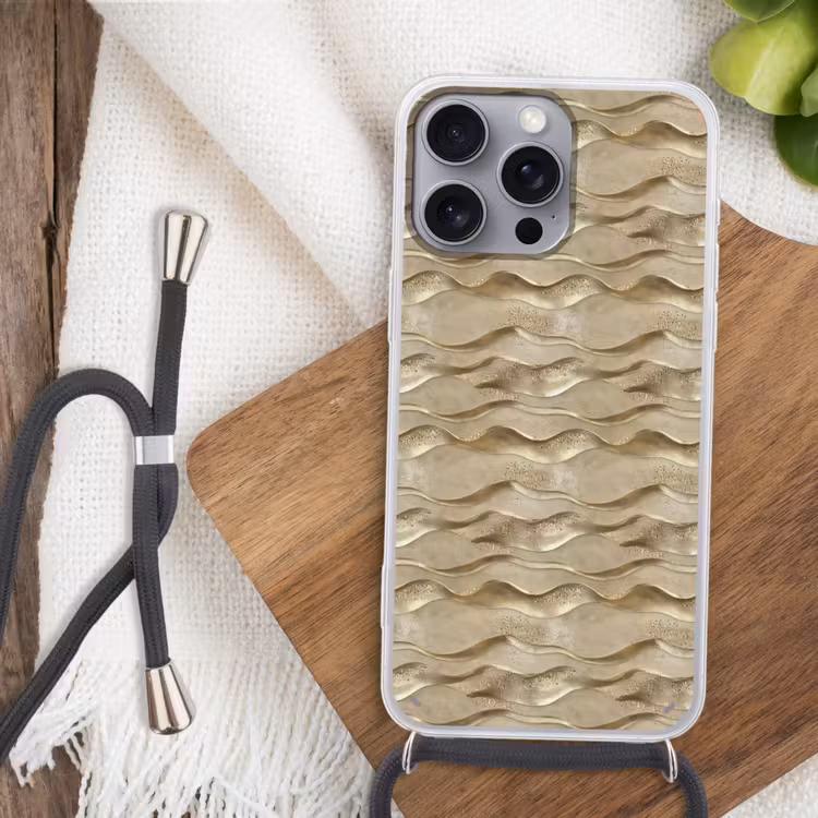 Golven - Patroon - Goud Hoesje iPhone 16 Pro Max met koord klein 804 -sfeer4