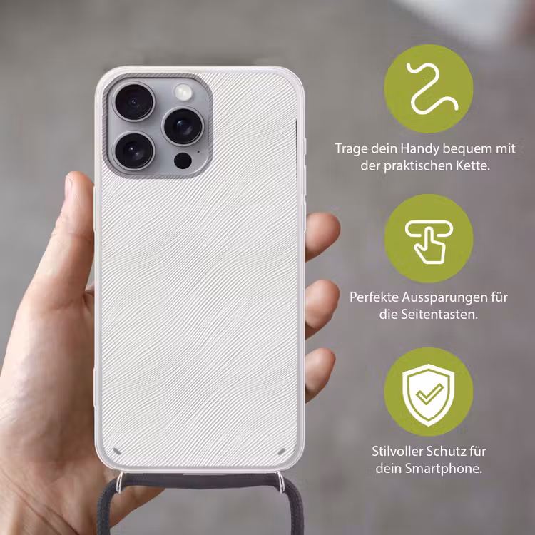Golven - Ribbels - Wit Hoesje iPhone 16 Pro Max met koord klein 804 -sfeer2_DE