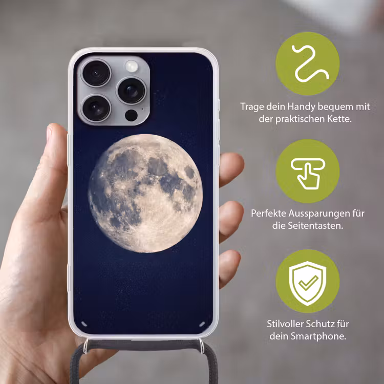 Ruimte - Maan - Kosmos Hoesje iPhone 16 Pro Max met koord klein -sfeer2_DE