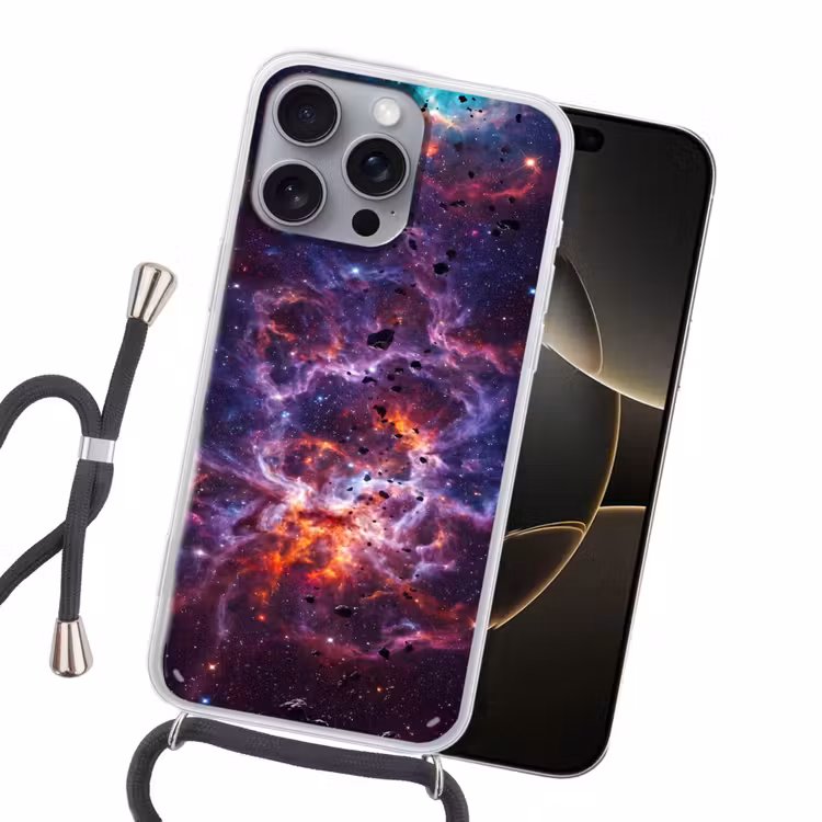 Space - Stars - Abstract - Colorful Hoesje iPhone 16 Pro Max met koord klein -sfeer1