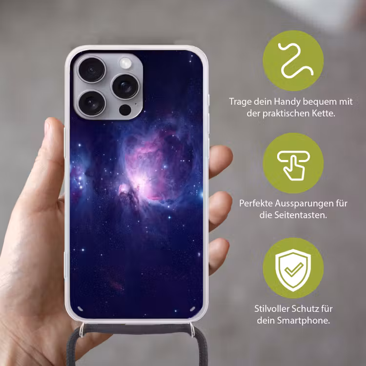 Ruimte - Sterren - Kleurrijk Hoesje iPhone 16 Pro Max met koord klein -sfeer2_DE