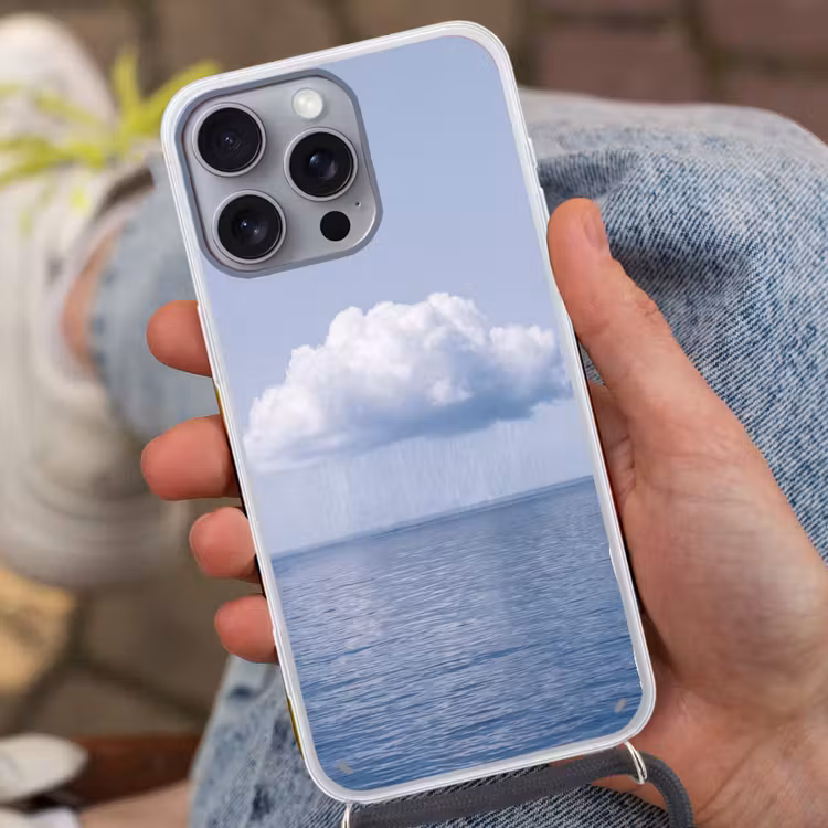 Handyhülle mit Band - Wolke – Regen – Natur - Wolk - Regen - Natuur Hoesje iPhone 16 Pro Max met koord klein