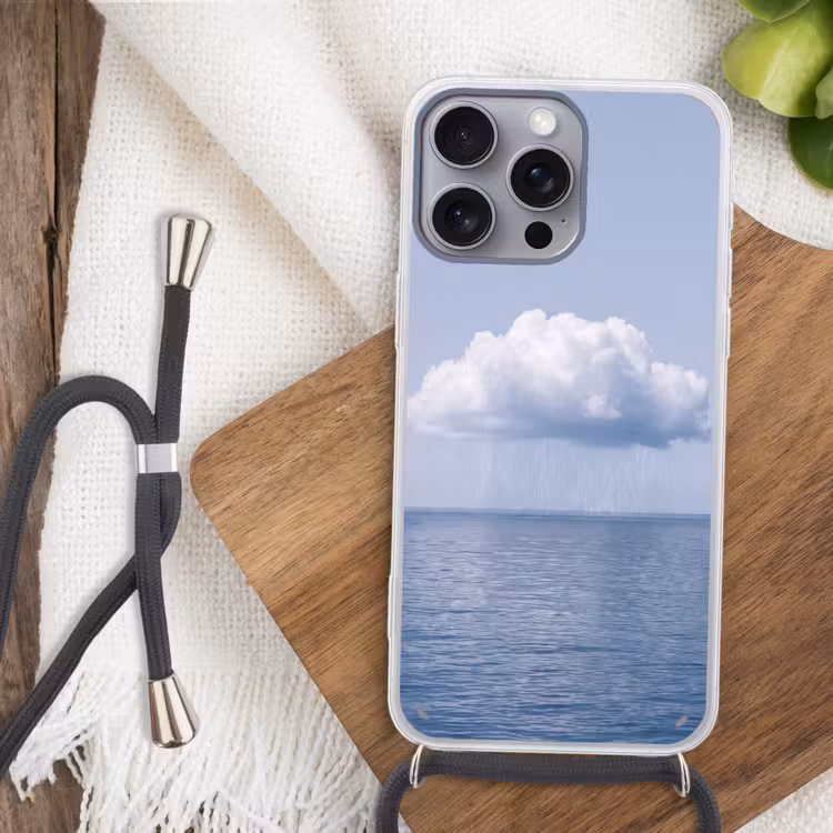 Handyhülle mit Band - Wolke – Regen – Natur - Wolk - Regen - Natuur Hoesje iPhone 16 Pro Max met koord klein